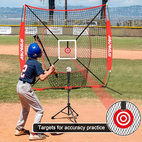 6'X6' Baseball Softball Practice Net with Batting Tee and Ball Caddy W1218