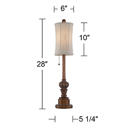 Set of 2 28" Tall Cream Fabric Bell Shade Buffet Table Lamps M951