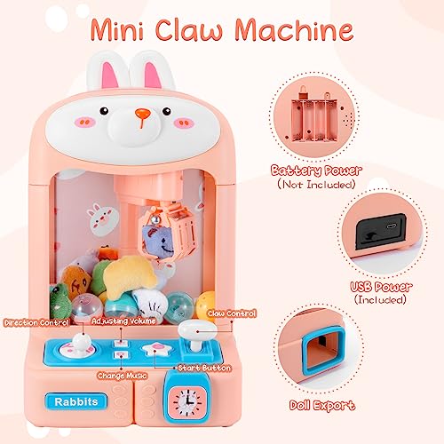 Claw Machine with Plush Toys Adjustable Sounds and Music Pink G447560