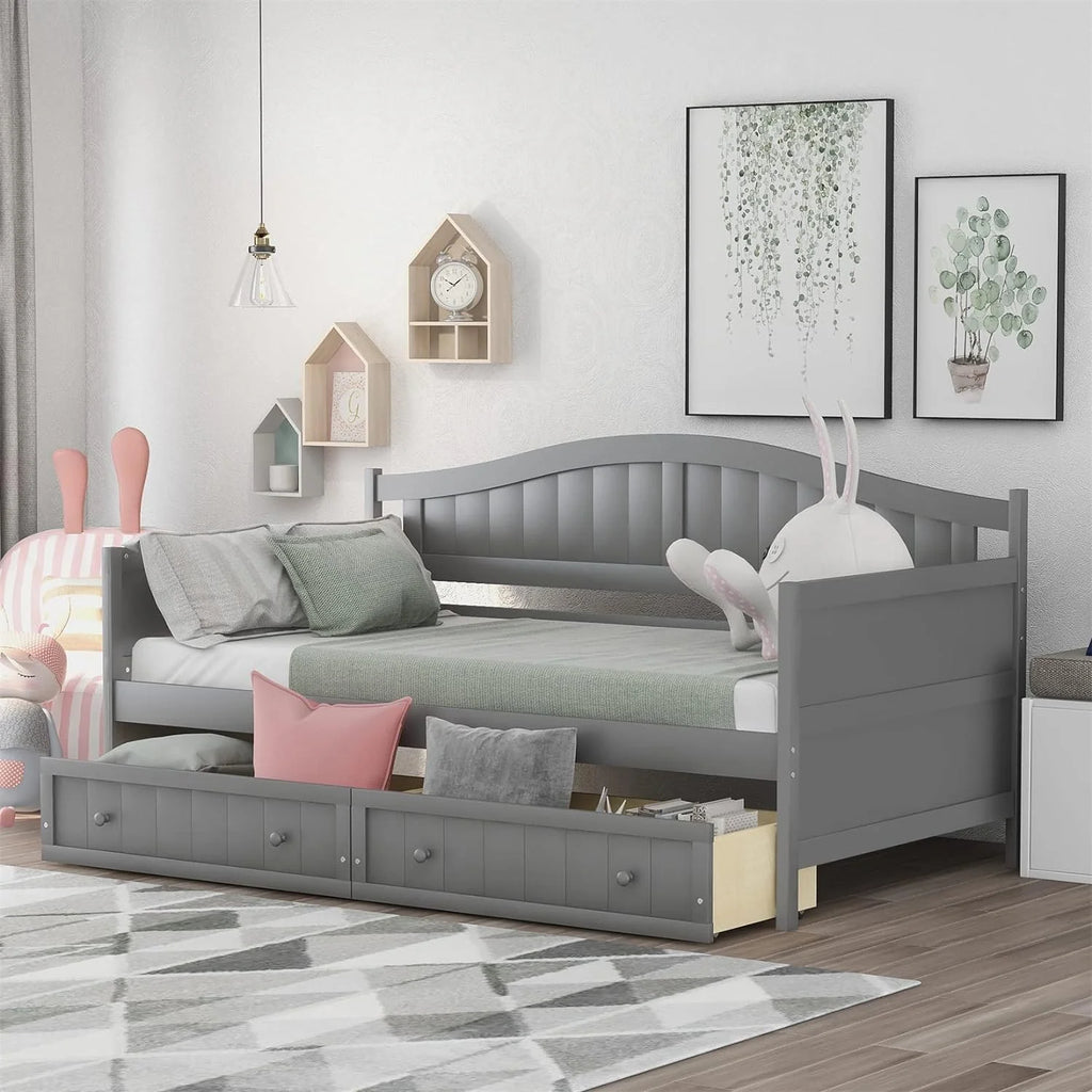Gray Wood Daybed with Storage Drawers F603295