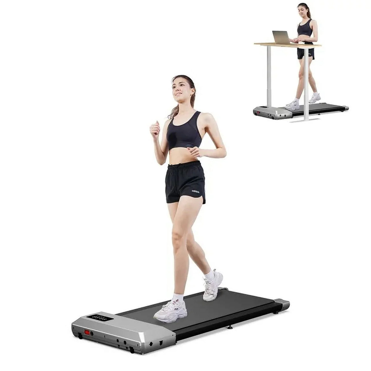 2 in 1 Under Desk Treadmill 300lbs Capacity with Remote Control U502309