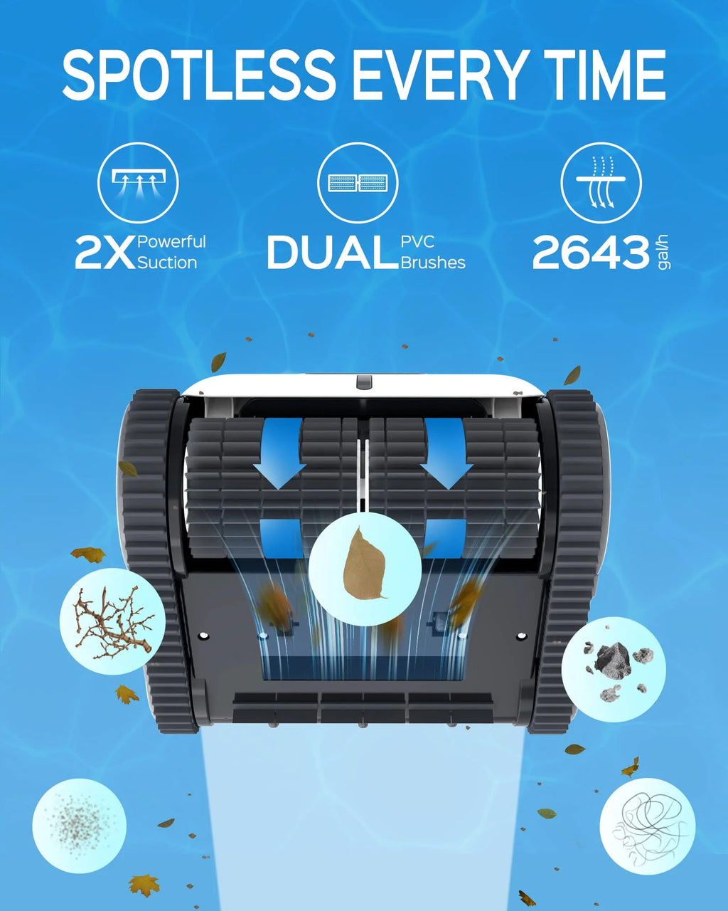Cordless Robotic Pool Cleaner with Wall Climbing F832768