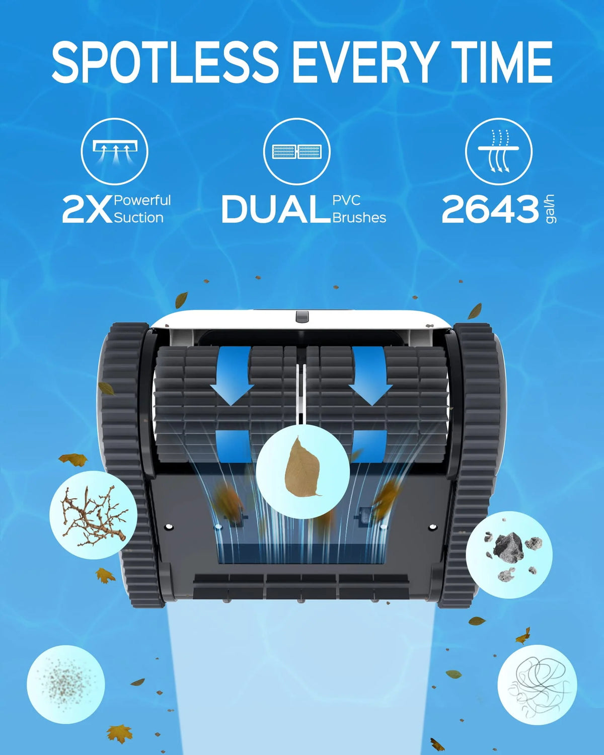 Cordless Robotic Pool Cleaner with Wall Climbing F832768