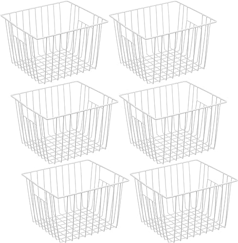 Large Wire Storage Baskets with Handles, Pearl White, Set of 3 O599258