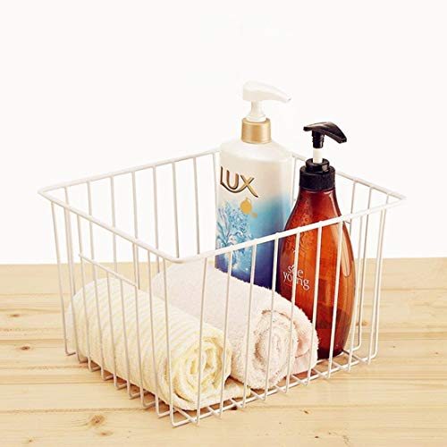 Large Wire Storage Baskets with Handles, Pearl White, Set of 3 O599258