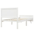 White Minimalist Wood Platform Bed Twin Bed Frame with Headboard U6483