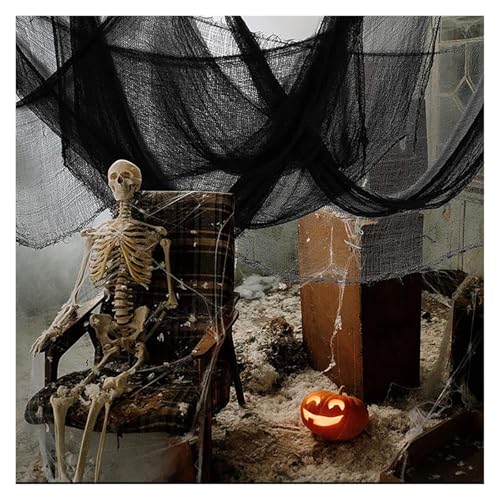 Black Creepy Gauze Cloth Spider Webs Halloween Decorations L832552