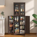 64" Kitchen Pantry Cabinet with Glass Doors and Adjustable Shelves L293