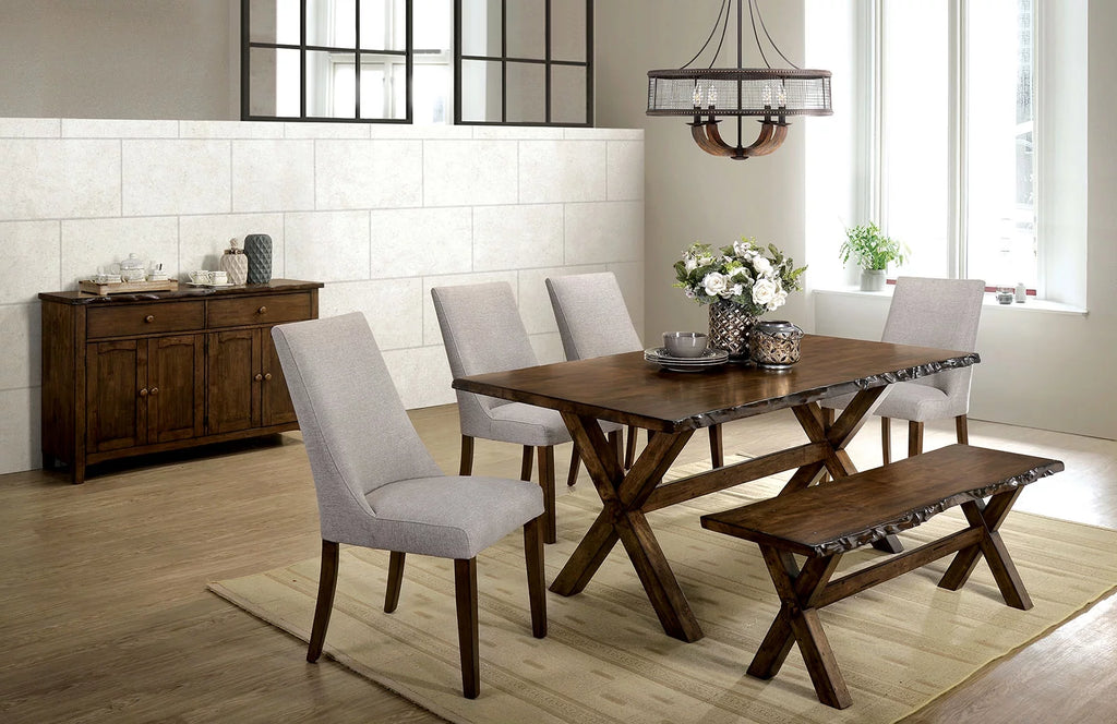 Solid Wood Rectangular Dining Table with Trestle Base X9695