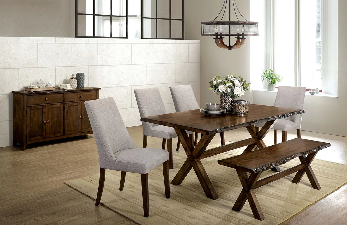 Solid Wood Rectangular Dining Table with Trestle Base X9695