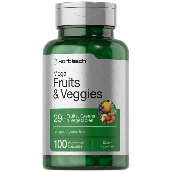 Vegetarian Non-GMO Gluten Free Fruits and Veggies Supplement Capsules 100 Count J914284