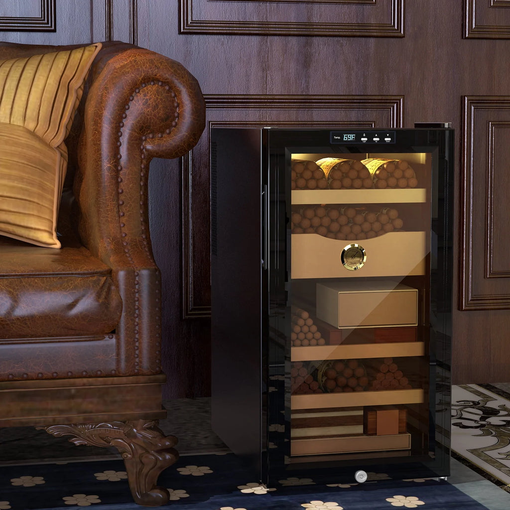 16L Electric Cigar Humidor Cabinet for 100 Counts with Digital Hygrometer Q7151