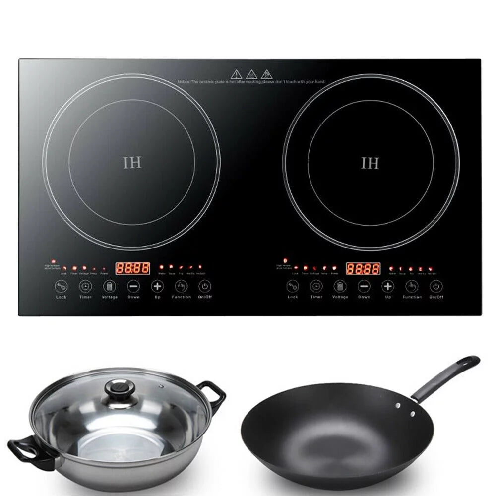 1200W Dual Burners Electric Cooktop Black W252548