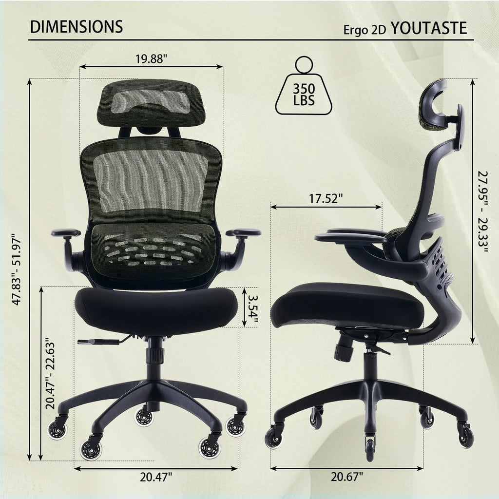 Green Ergonomic Mesh Office Chair with Wheels H116