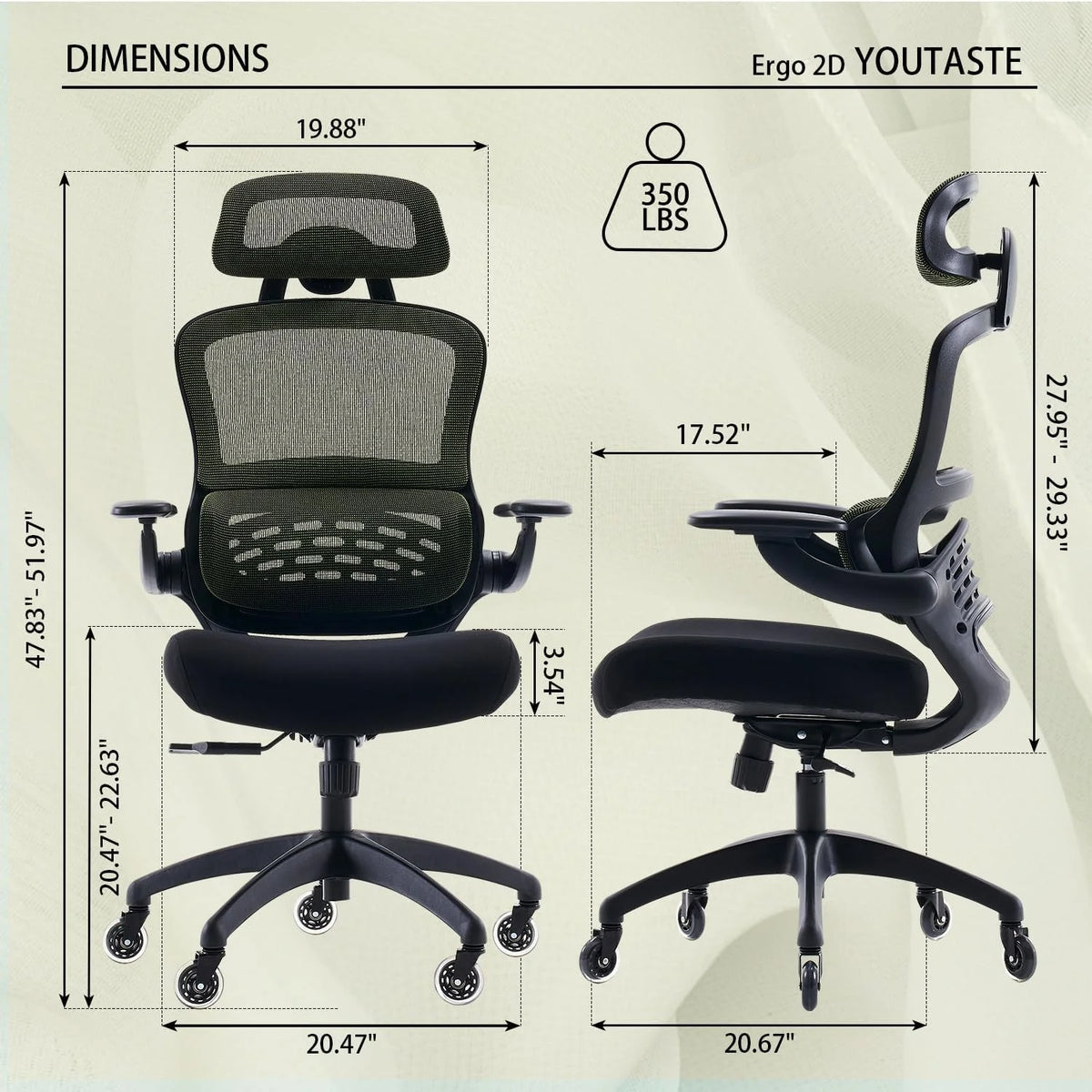 Green Ergonomic Mesh Office Chair with Wheels H116