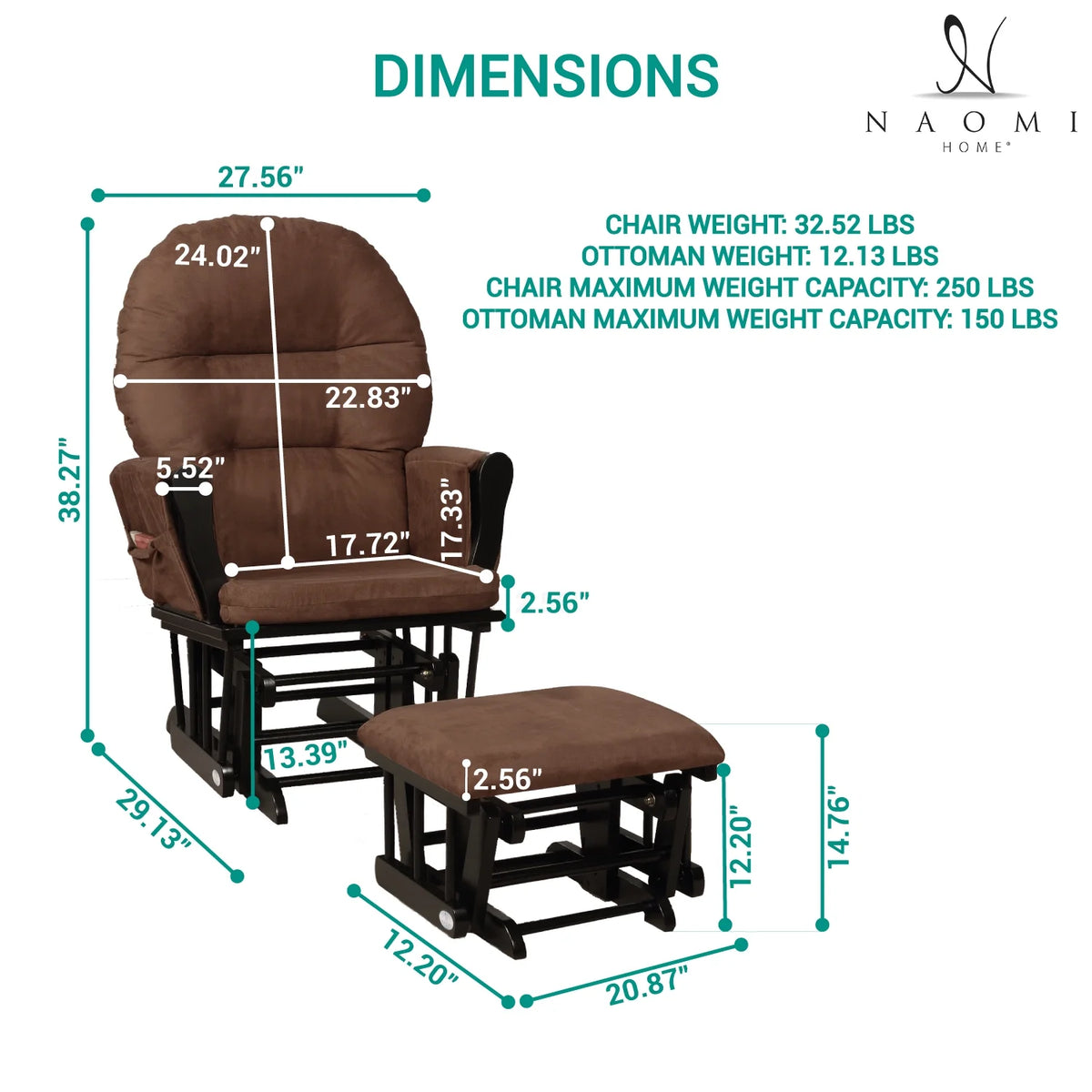 Upholstered Swivel Glider Rocker with Ottoman I10883