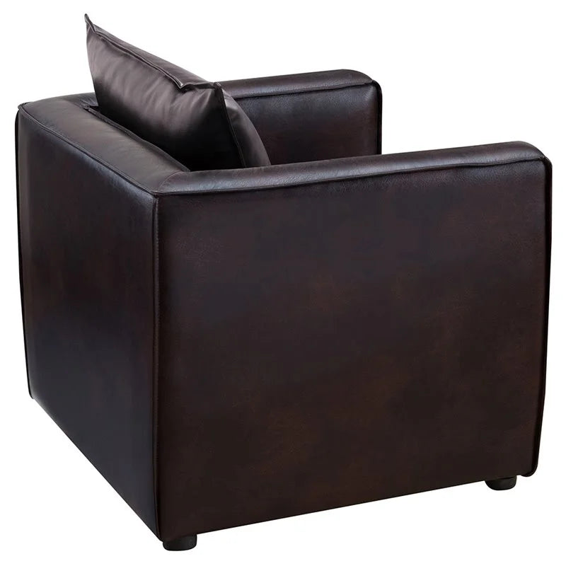 Brown Vinyl Upholstered Accent Chair with Arm Rests F56831