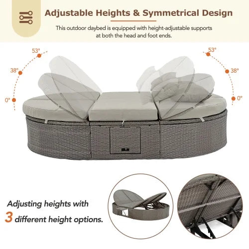 2-Person Rattan Outdoor Chaise Lounge with Cushions G3818