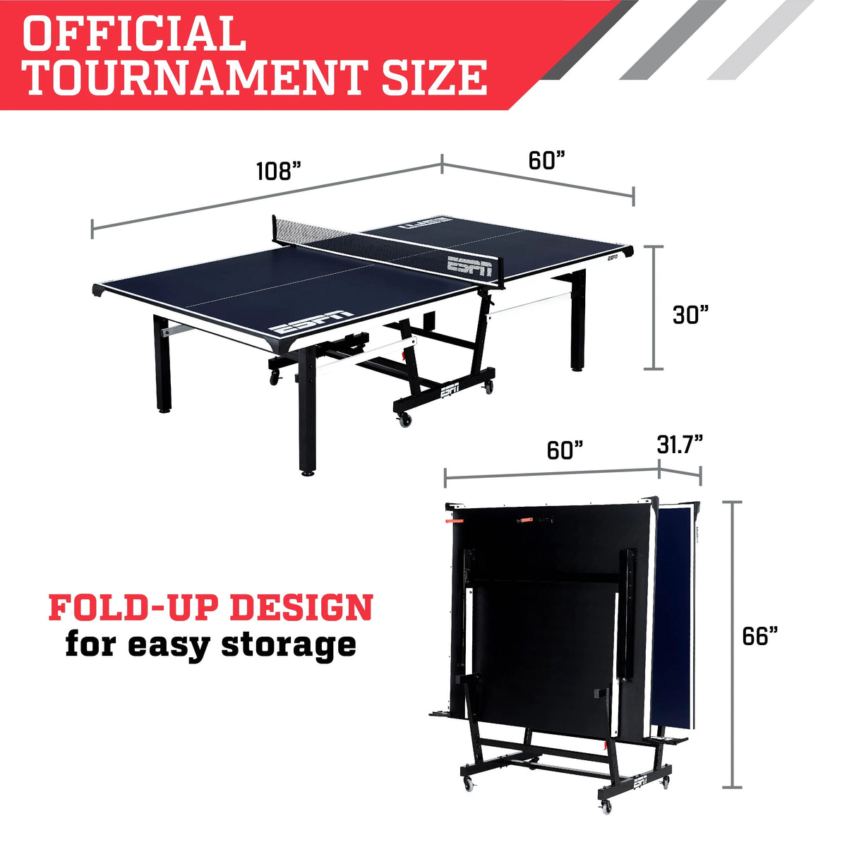 Official Size 2 Piece Table Tennis Table with Table Cover Z2775