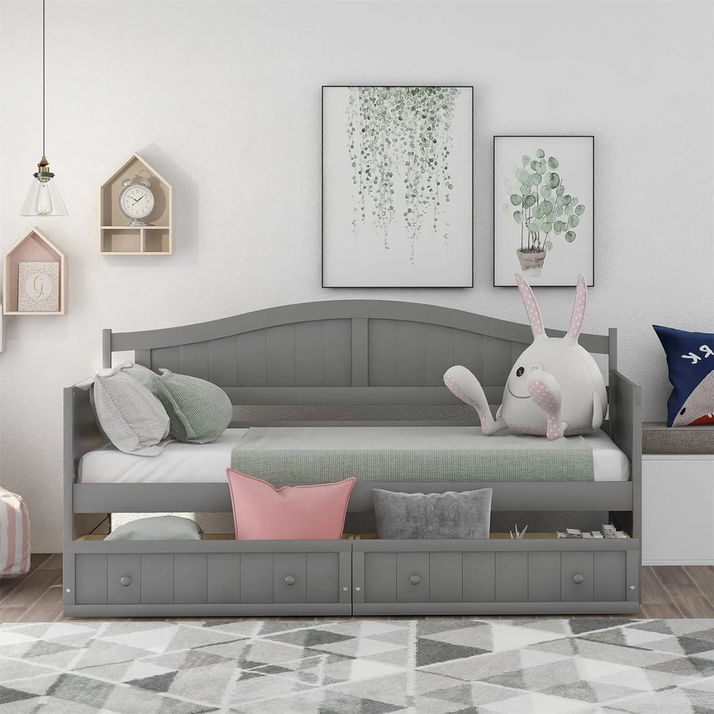 Gray Wood Daybed with Storage Drawers F603295