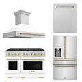 48 In. Gas Range, Range Hood, Refrigerator with Water and Ice Dispenser, Dishwasher in Stainless Steel Z66085