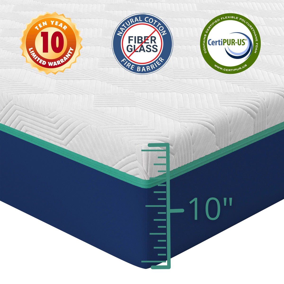10" Hybrid Memory Foam Pocket Spring Twin Mattress B272
