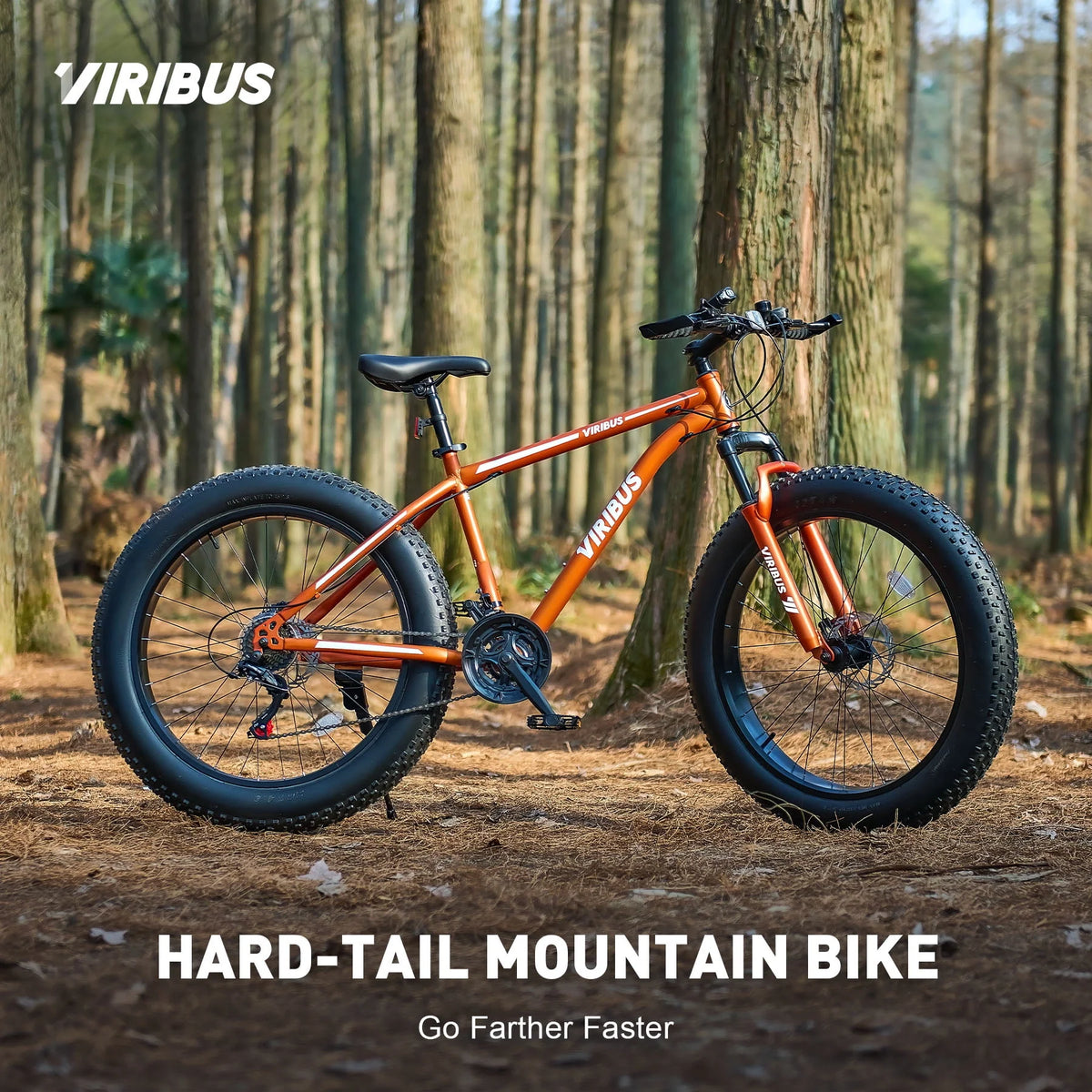 26 Fat Tire Mountain Bike with Front Suspension 21 Speeds Disc Brakes Orange C85200