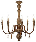 Rustic Distressed Hand-Painted Wood 8-Arm Chandelier V980