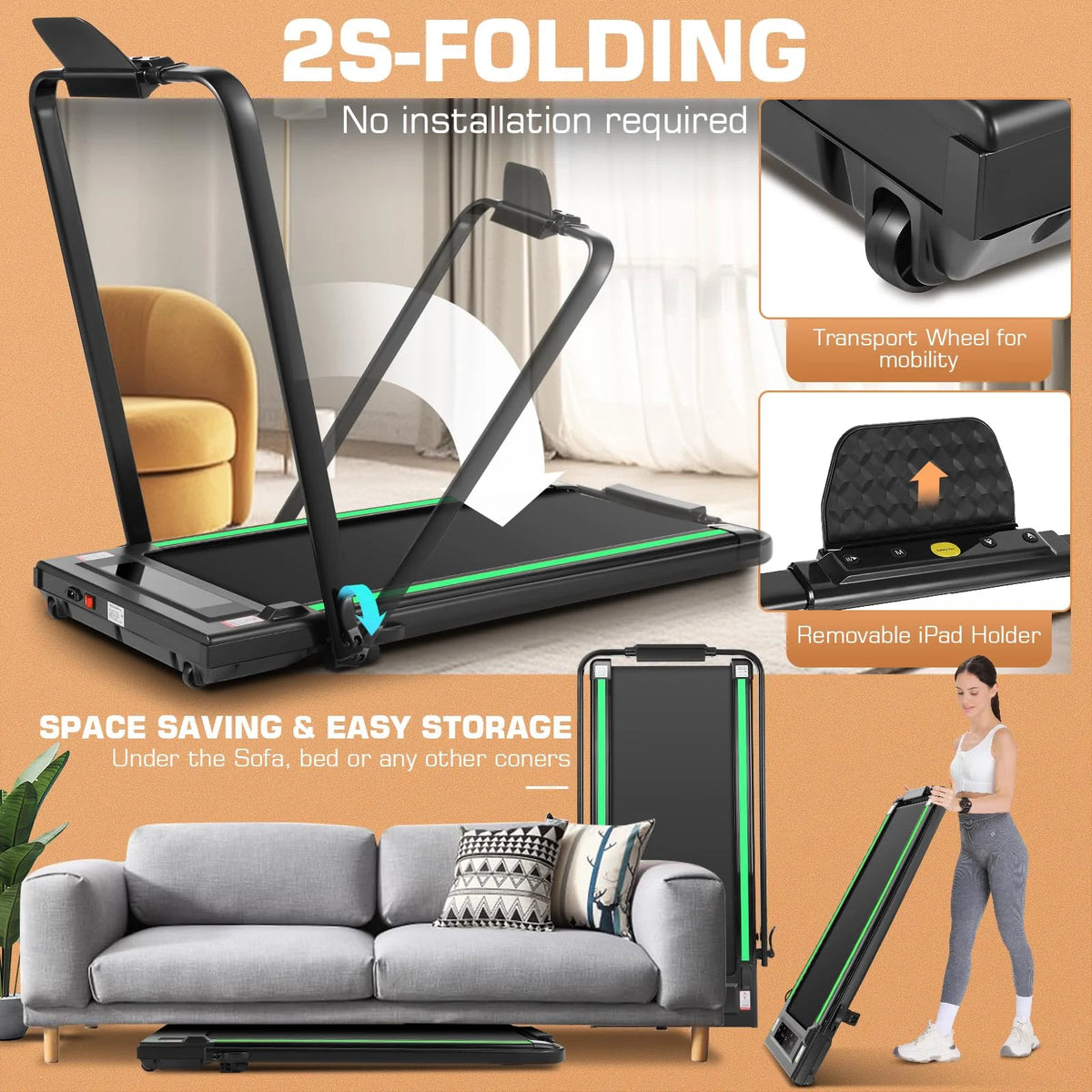 2 in 1 Folding Treadmill I311161
