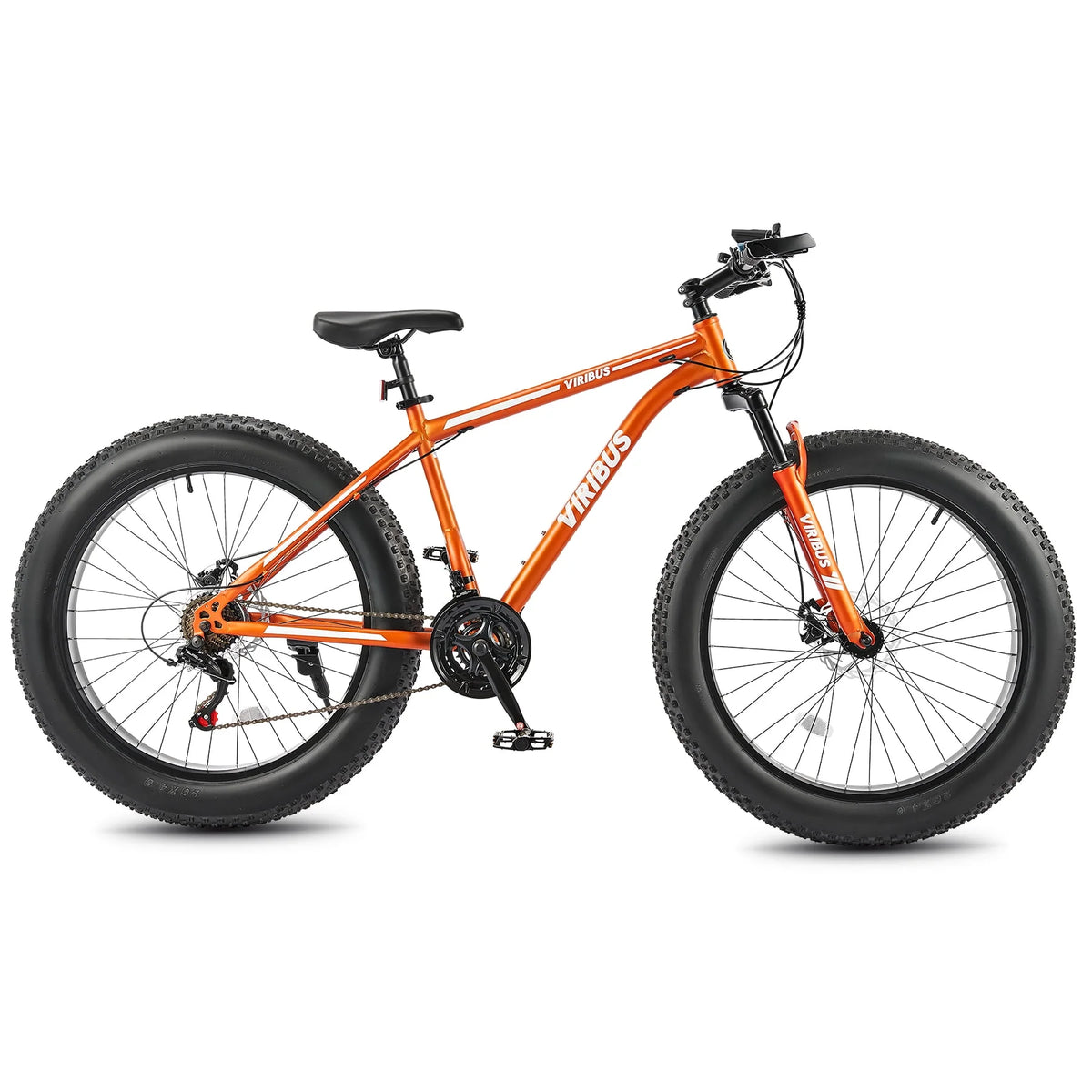 26 Fat Tire Mountain Bike with Front Suspension 21 Speeds Disc Brakes Orange C85200