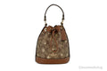Khaki Snowflake Print Coated Canvas Bucket Bag F6807