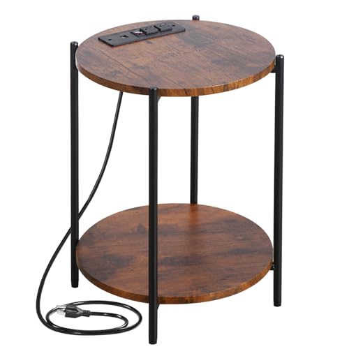 2 Tier Round Folding Side Table with Removable Tray L685