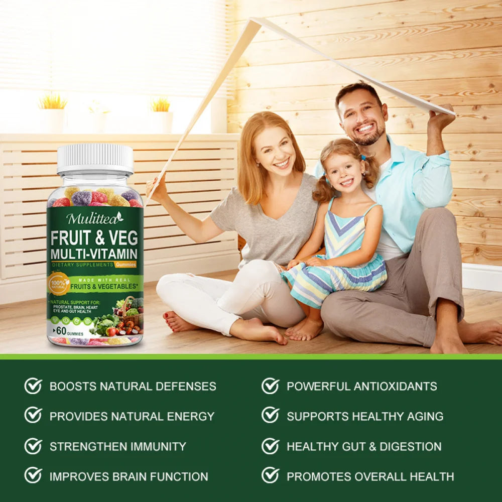 Fruits and Veggies Supplement 120 Gummies Non-GMO Pectin-Based Gluten-Free U3653