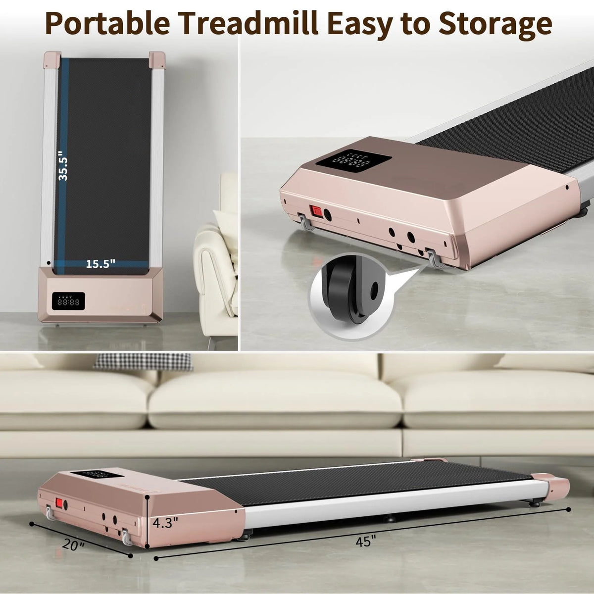2 in 1 Under Desk Treadmill 300lbs Capacity with Remote Control U502309