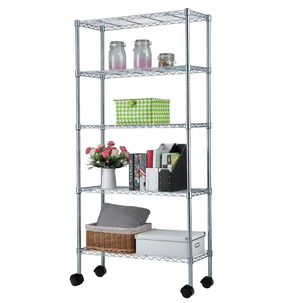 5 Tier Adjustable Rolling Metal Storage Rack O45305