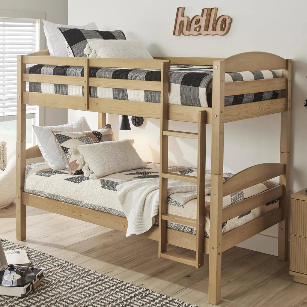White Solid Wood Twin-over-Twin Convertible Bunk Bed G3640