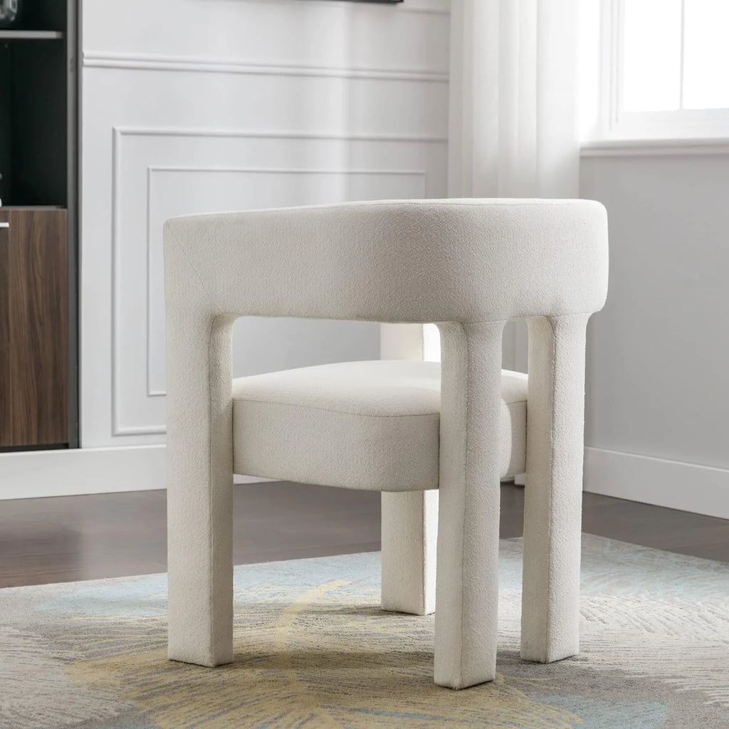 Beige Upholstered Accent Chair with Solid Wood Frame W4633