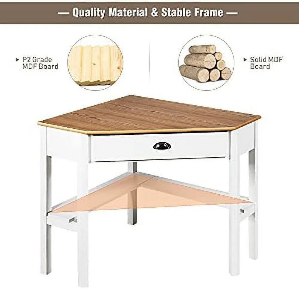Small Corner Desk with Shelves Drawer E182219