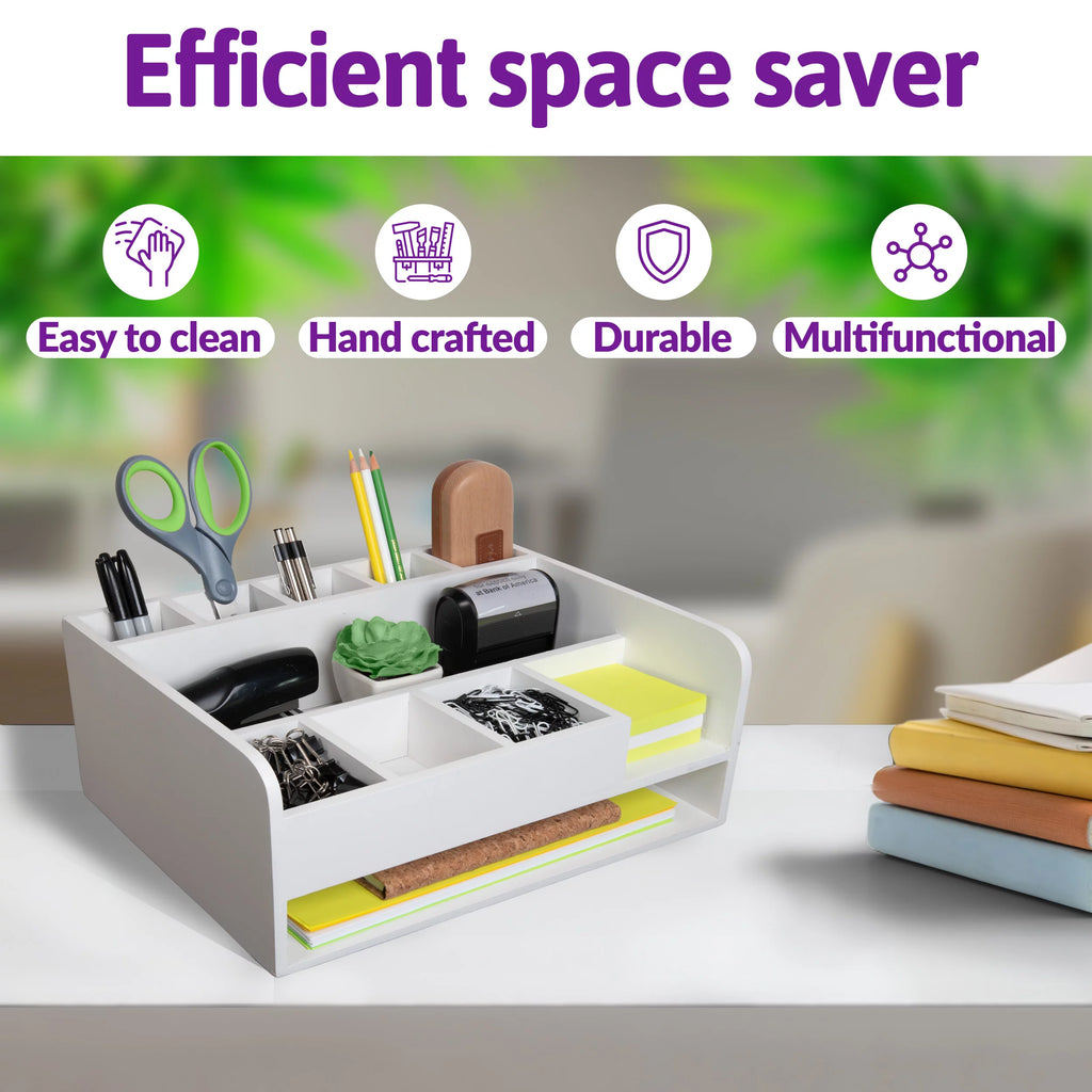 White Desk Organizer with File Tray Y8726
