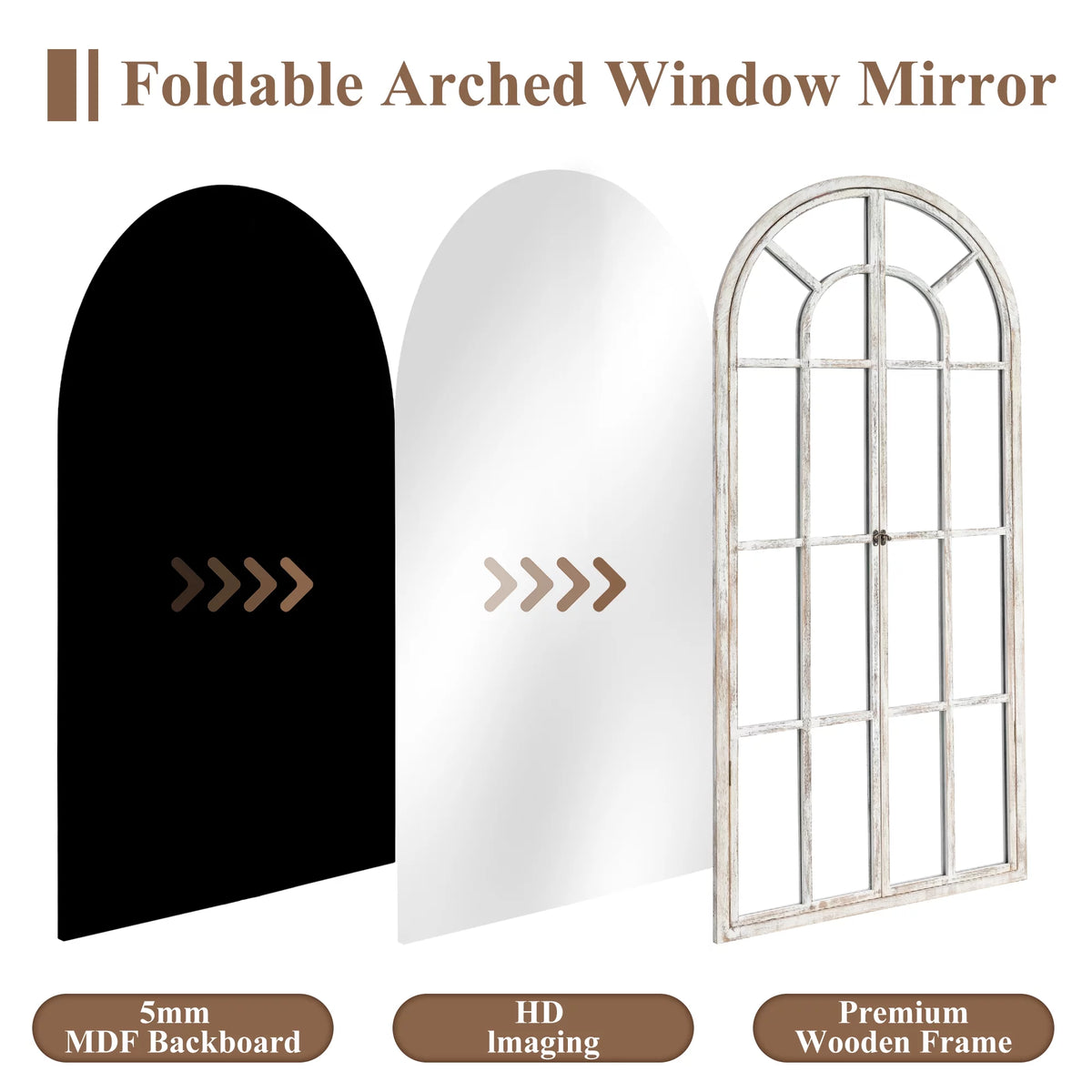71"x32" Arched Foldable Full Length Floor Mirror R8383