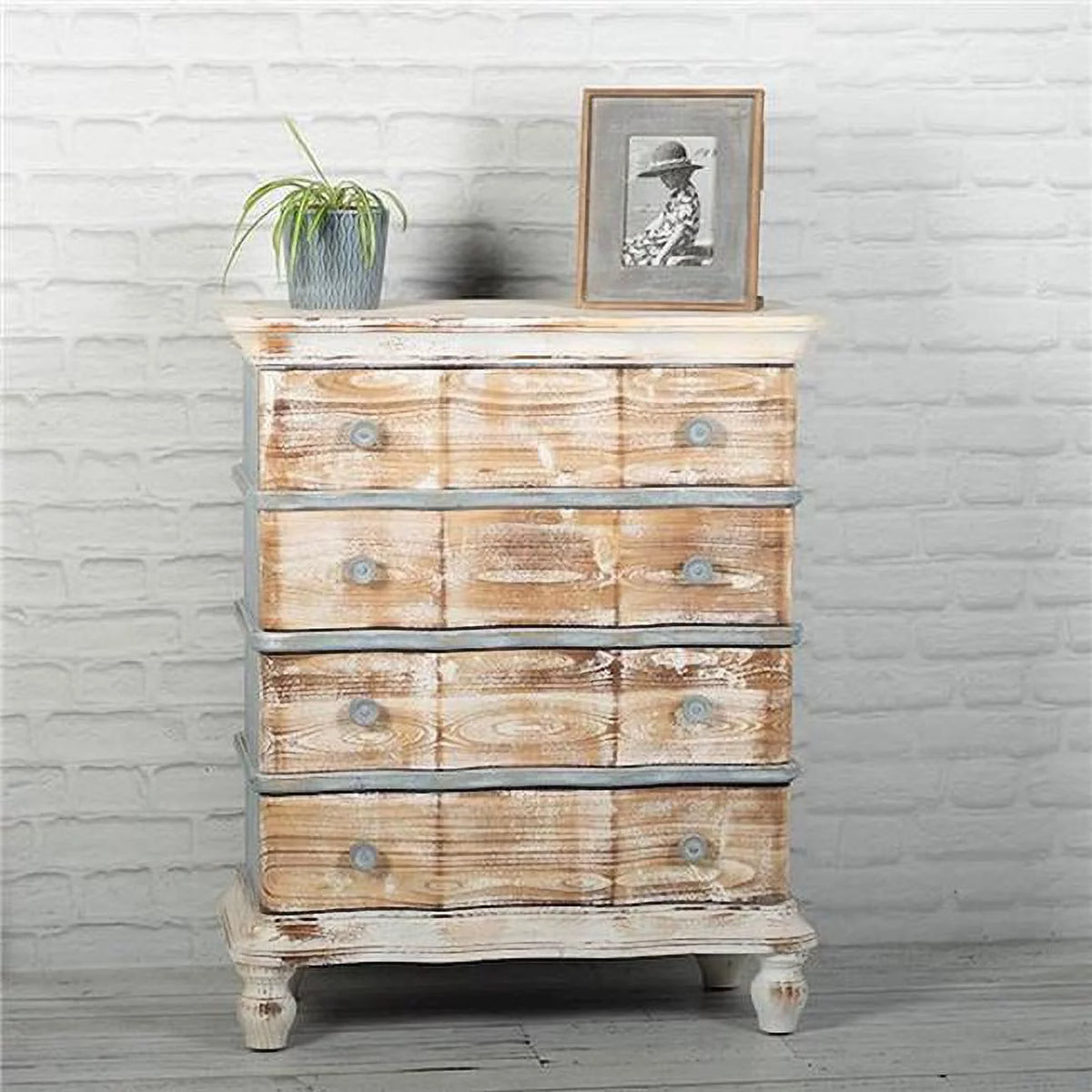 Distressed Wood 4 Drawers Dresser A535766