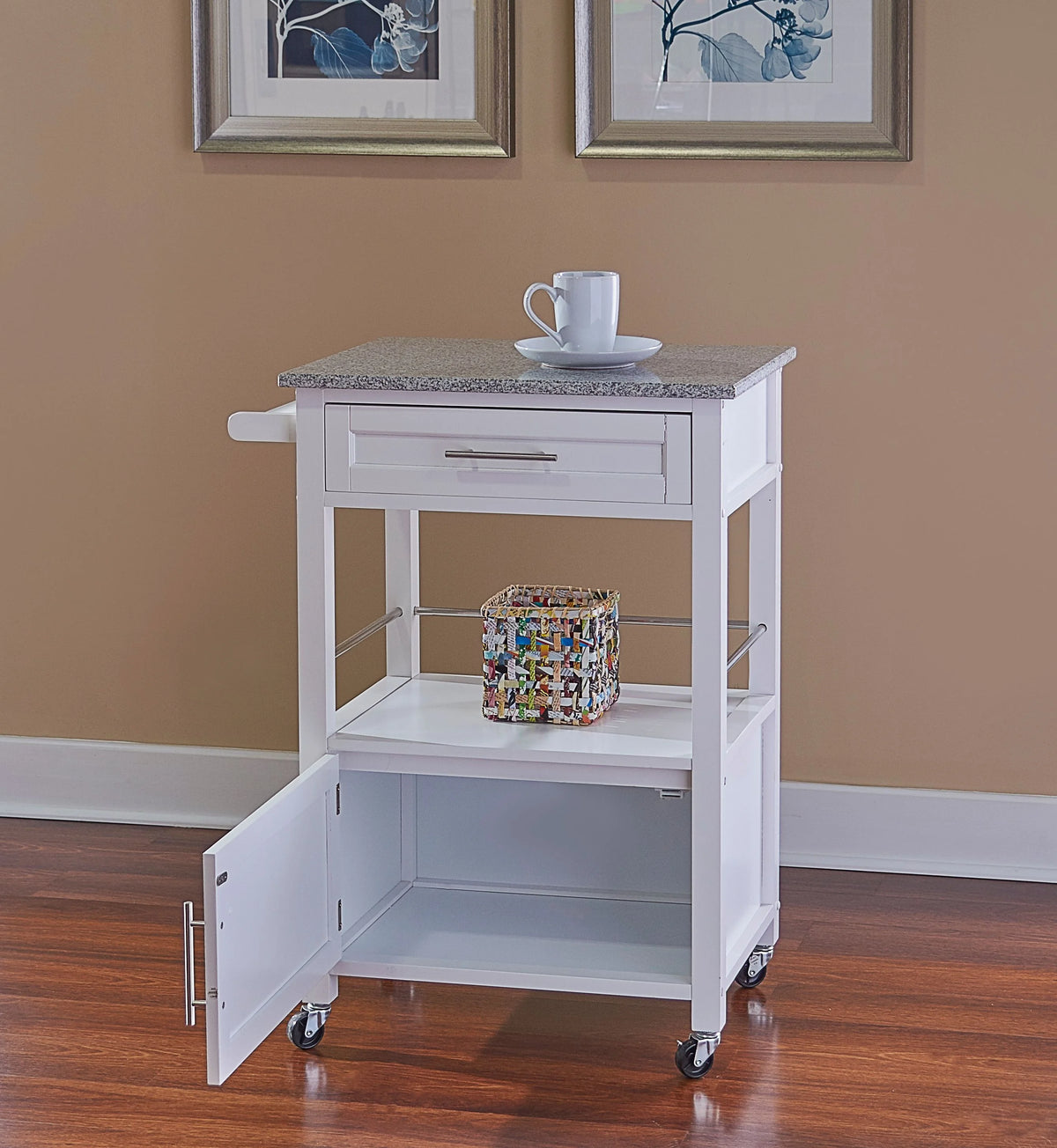White Wood Kitchen Cart W51480