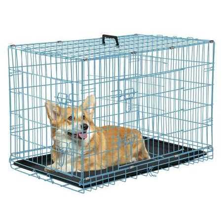 Foldable Large Metal Wire Dog Crate with Plastic Tray V869567