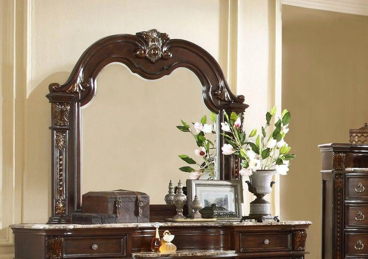 Dark Cherry 11-Drawer Dresser with Mirror S536