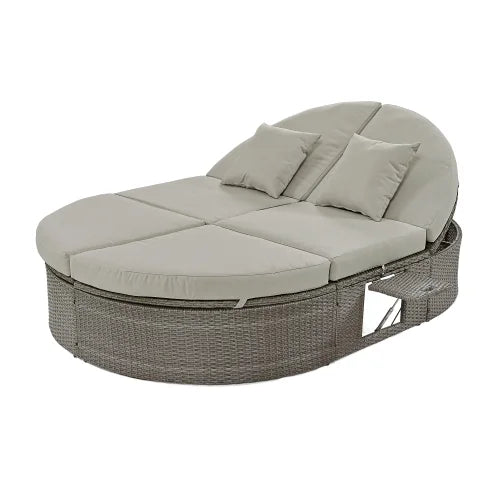 2-Person Rattan Outdoor Chaise Lounge with Cushions G3818