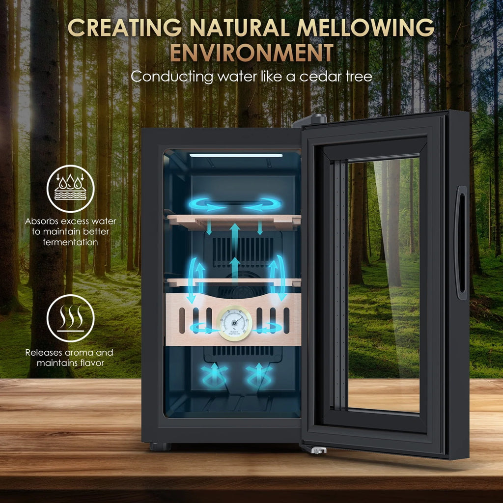 16L Electric Cigar Humidor Cabinet for 100 Counts with Digital Hygrometer Q7151