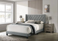 Gray Full Size Fabric Upholstered Panel Bed 2 Nightstand Set J10723