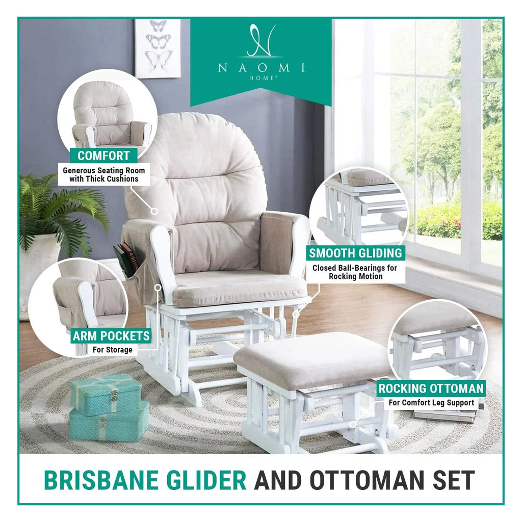 Upholstered Swivel Glider Rocker with Ottoman I10883