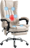 Cream White Microfiber High Back Office Chair with Massage and Footrest M298835