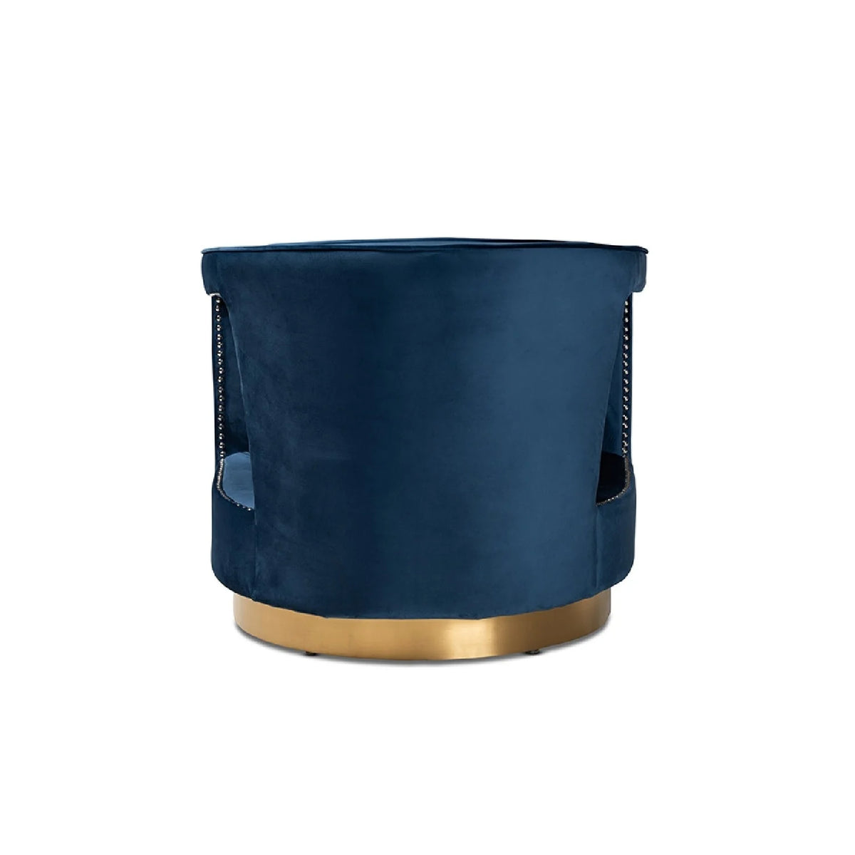 Navy Blue Velvet Fabric Upholstered Gold Finished Metal Armchair R24604